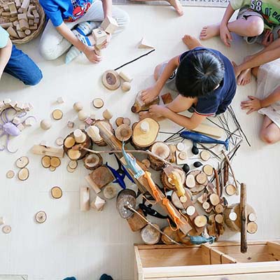 Natural Material Loose Parts at BEYC international kindergarten in bangkok