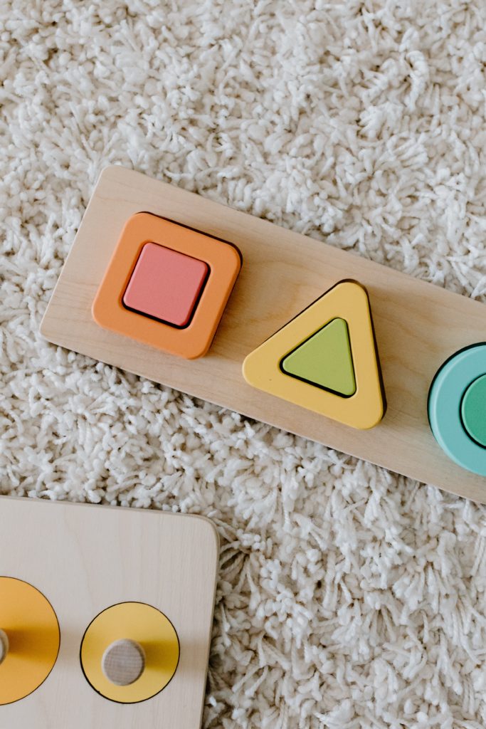 Wooden toys used at Montessori kindergartens in Bangkok